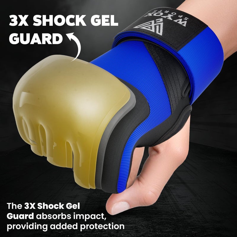 WYOX Gel Boxing Hand Wraps Inner Gloves for Men & Women, 80cm Quick Wrist Straps, Padded Knuckle Protection for Muay Thai Kickboxing, Hand Wraps for Boxing & Martial Arts (Blue, L/XL) - Image 3
